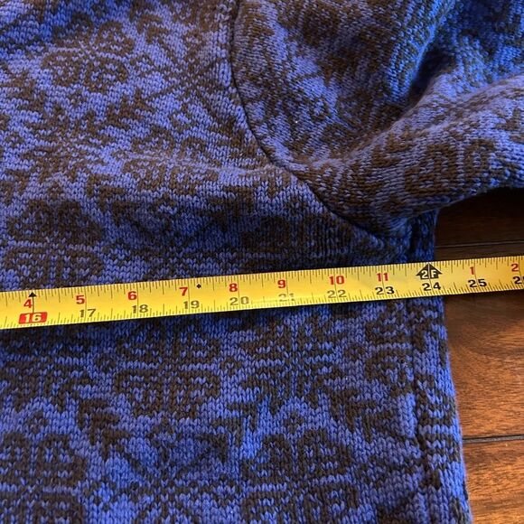 L.L. Bean 100% Cotton Blue Black Cardigan Sweater Size 1X Made in Australia - Picture 7 of 9